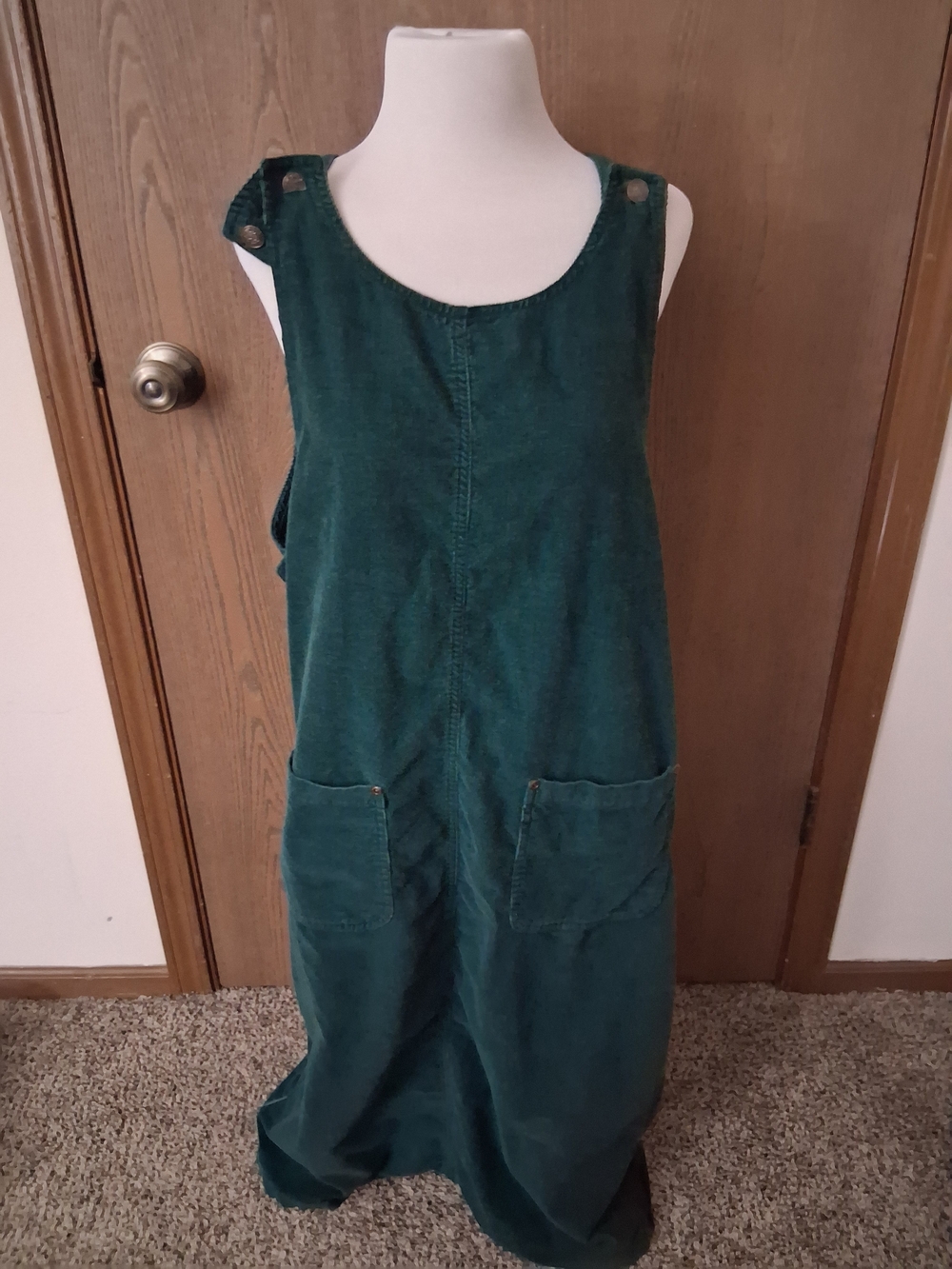 Vintage Green Corduroy Pinafore Dress